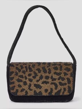 a new day Black and Brown Beaded Leopard Shoulder Bag